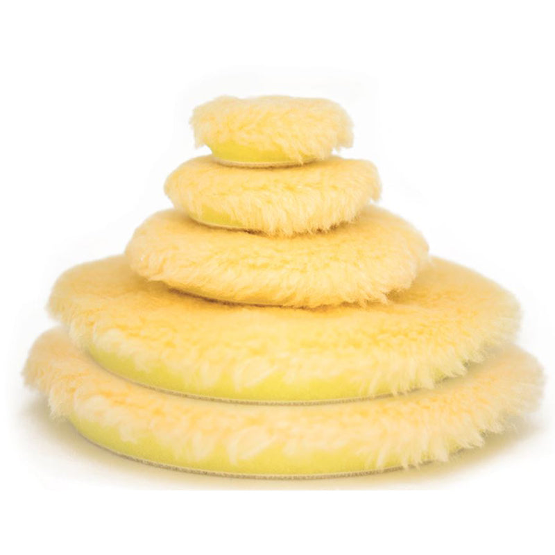 Rupes BigFoot yellow medium wool pad with yellow foam backing
